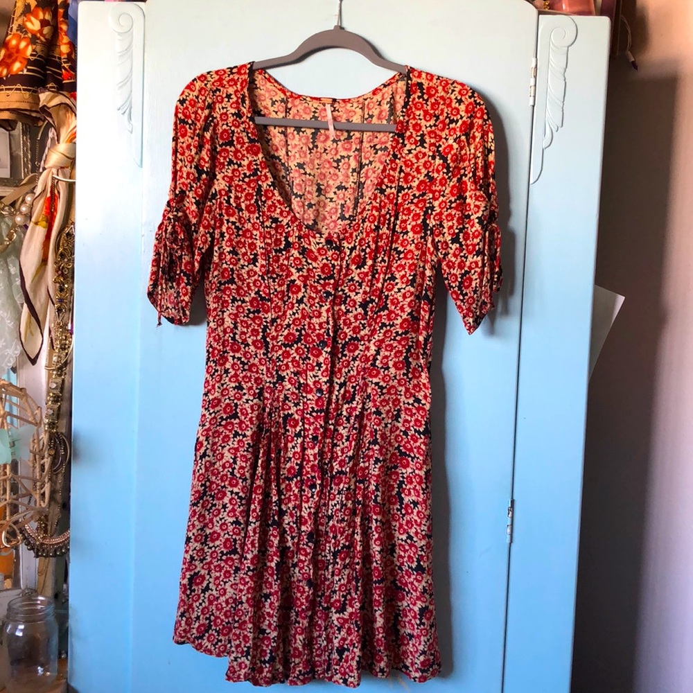 Free People OB1091080 Print Lace Up Dress Small
